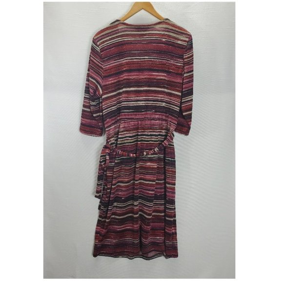 Lane Bryant Midi Dress Womens 18/20 2x Colorful Stripes Sparkle Tie Waist Party - Picture 5 of 14
